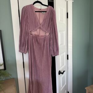Suboo cutout maxi dress Shimmering Pink Long Sleeve Dress